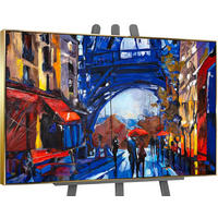 GEMÄLDE Straßen von Paris Schattenfugenrahmen Gold 140x100 cm - Goldfarben, Holz (140/100cm) - YS-art gallery