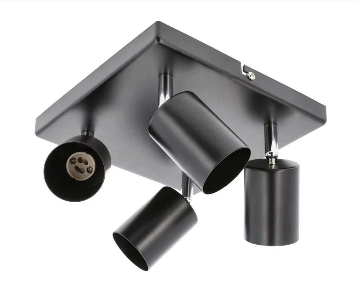DECKENSTRAHLER JACK Quadratisch Schwarz Vier Kopf GU10 - Schwarz, Metall (21/21/13.5cm) - CGC Europe