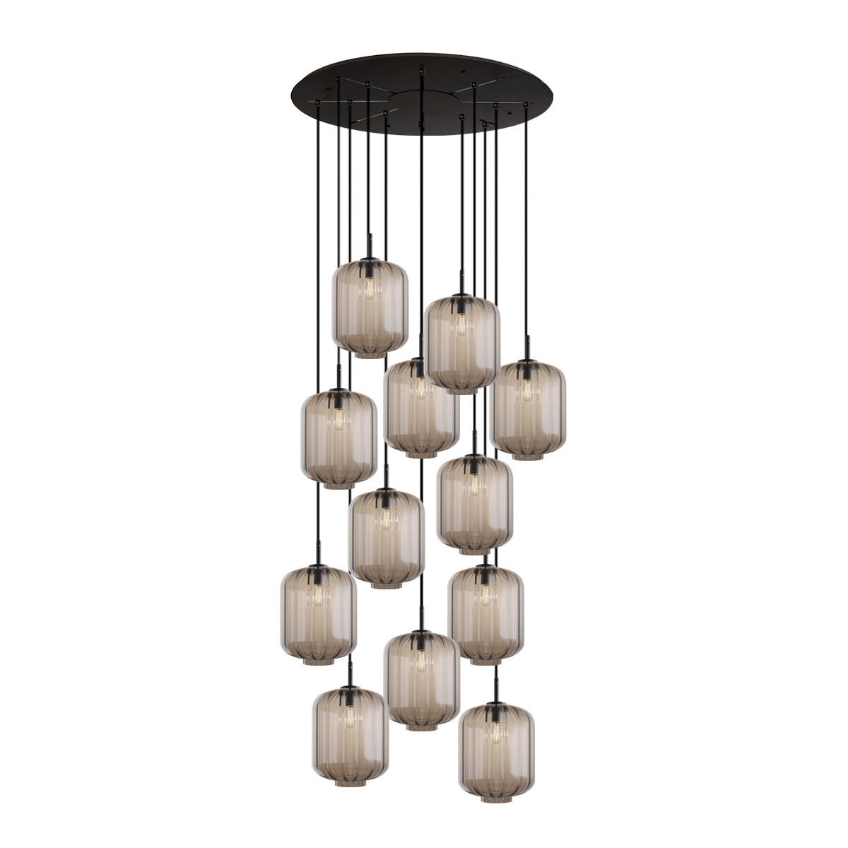 GALERIELEUCHTE Velo 12-flammig Klar Ø 25cm - Klar/Schwarz, Glas (25/25/27cm) - s.luce