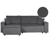 2-SITZER-ECKSOFA Cord graphitgrau linksseitig mit Schlaffunktion Abacka - Schwarz/Grau, Textil (247/147cm) - Beliani