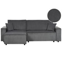 2-SITZER-ECKSOFA Cord graphitgrau linksseitig mit Schlaffunktion Abacka - Schwarz/Grau, Textil (247/147cm) - Beliani