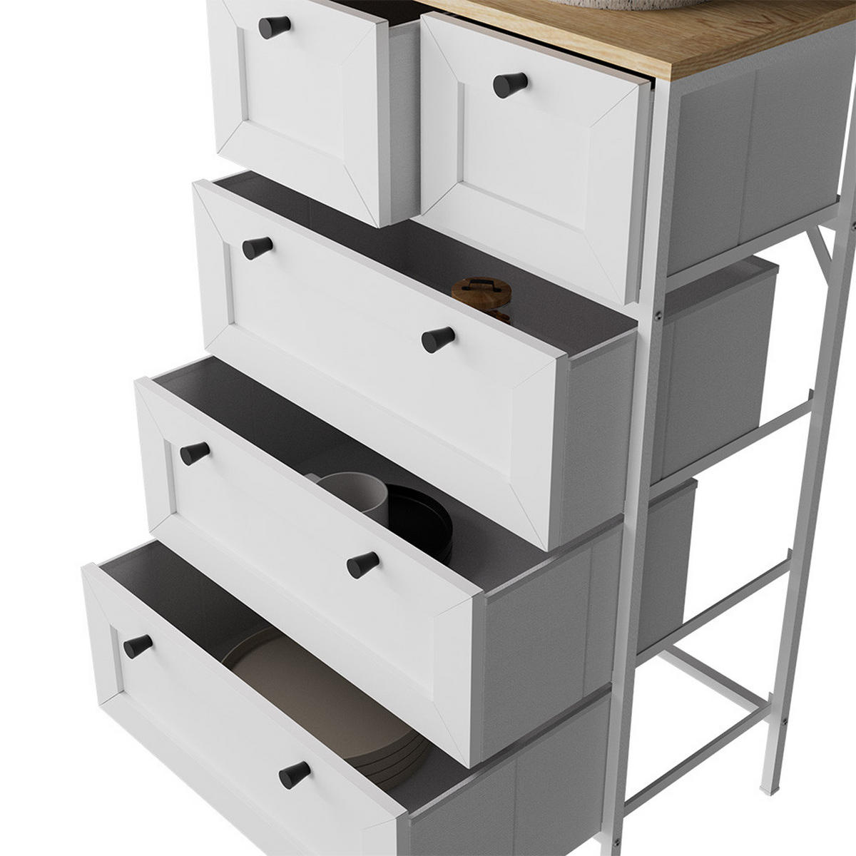 KOMMODE Belaro Weiß 56 x 95 cm mit 5 Schubladen - Weiß, Holzwerkstoff (56/95/30cm) - Vicco