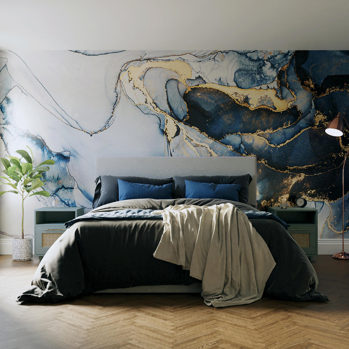 TAPETE Agate Marble - Blau, Papier/Kunststoff (280/300cm) - Art for the Home