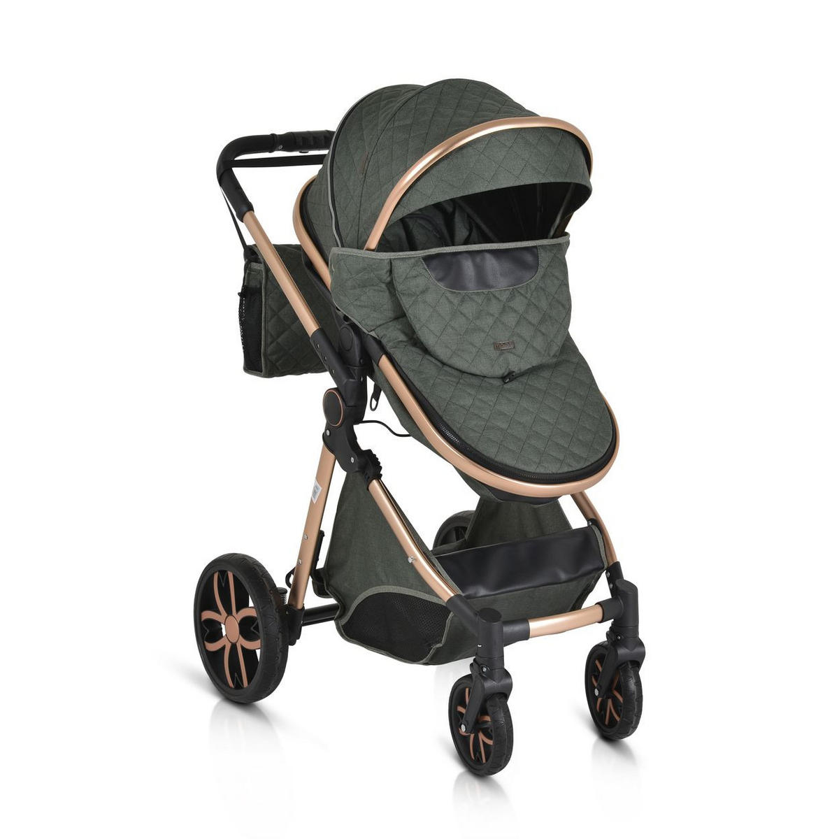KINDERWAGEN Alma grün Sportsitz Tragetasche umbaubar Wickeltasche Sitz umkehrbar - Grün, Metall (90/60/120cm) - Moni