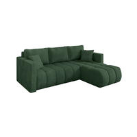 ROHOVÁ SEDAČKA s funkcí spaní, otoman vpravo GARD-L 226x146x85 zelená manšestr - černá/tmavě zelená, kompozitní dřevo/textil (226/146cm) - ALTDECOR