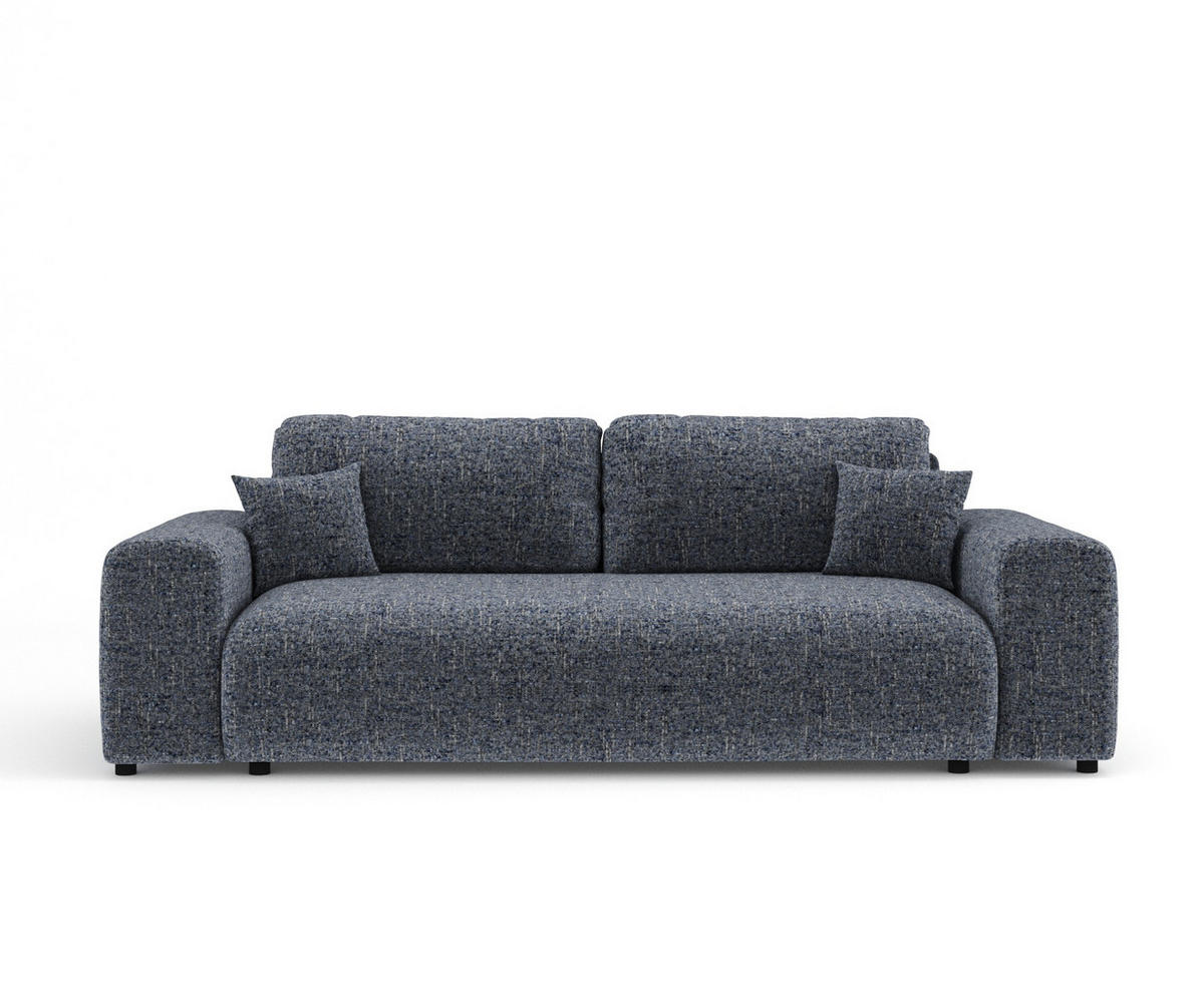 3-SITZER-SOFA Zanzibar Marineblau Webstoff - Schwarz/Dunkelblau, Holz/Holzwerkstoff (213/79/108cm) - Maison de Reve