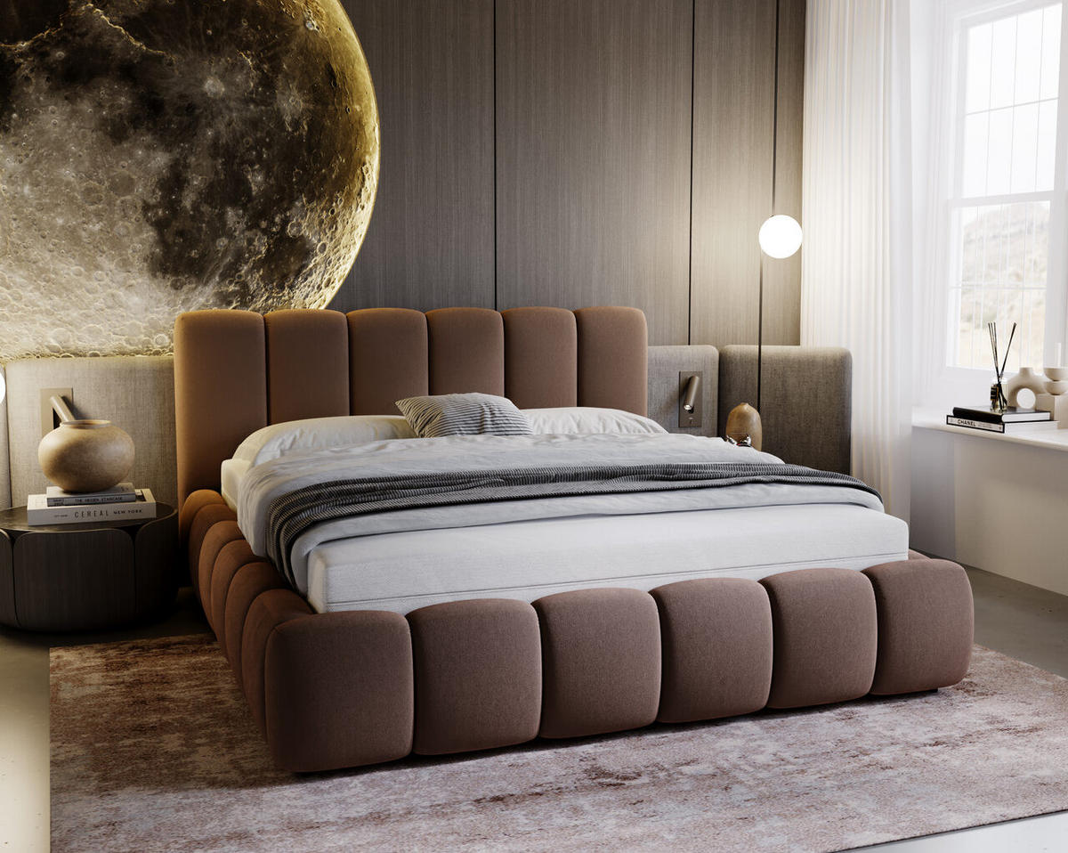 POLSTERBETT Cloud 140x200 Braun - Braun, Textil (140/200cm) - Graingold