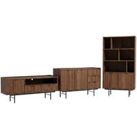 WOHNWAND Evron Kommode 150 cm TV-Board 150 cm Bücherregal 90 cm, Walnuss - Walnussfarben/Schwarz, Holzwerkstoff/Metall (150/90/40cm) - Beautysofa