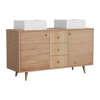 DOPPELWASCHTISCH - 145 cmcm x 50.5 cmcm - Holz, Platte - Naturfarben Hell - ZARENO - Naturfarben, Holz (145/80/50.5cm) - Vente-Unique