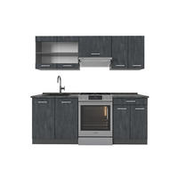 KÜCHE R-Line Schwarz Beton/Anthrazit 200 cm ohne AP - Anthrazit/Schwarz, Holzwerkstoff (200/81.6/46cm) - Vicco