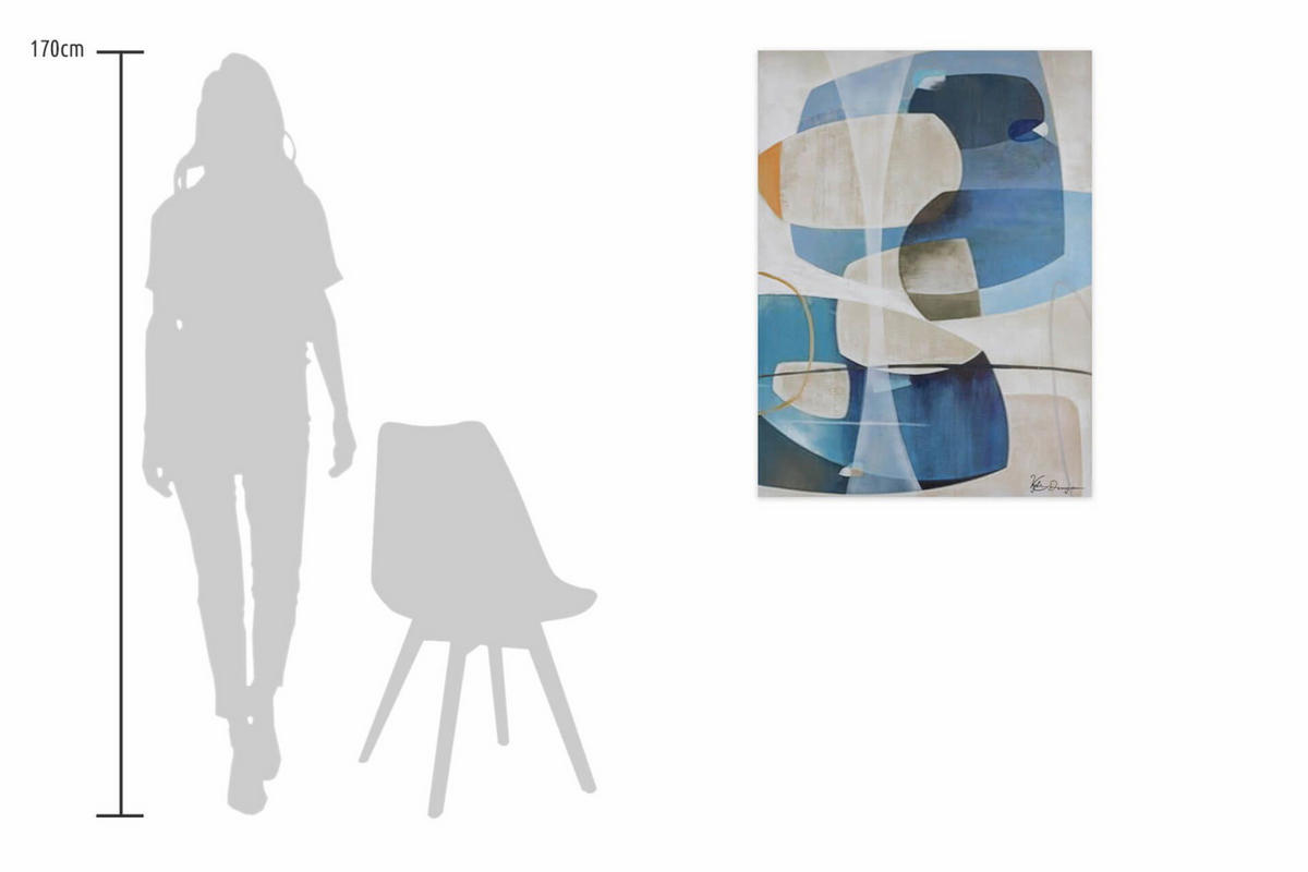 ACRYLBILD HANDGEMALT 75/100 cm - Blau/Grau, Holz/Textil (1.8/100cm) - KUNSTLOFT