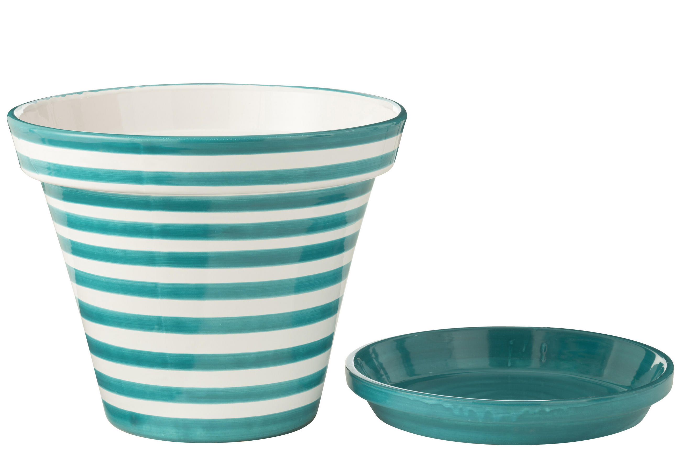 BLUMENTOPF GRANADA STRIPES - Töpferei - Aqua - XL - Ø 50 cm - Multicolor, Keramik (50/40cm) - J-Line