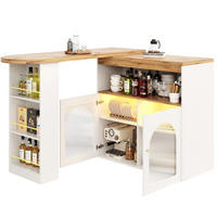BARTISCH 138-193/39/105 cm in Weiß, drehbar mit Stauraum und LED - Weiß, Holzwerkstoff (39/193/105cm) - BEAOK