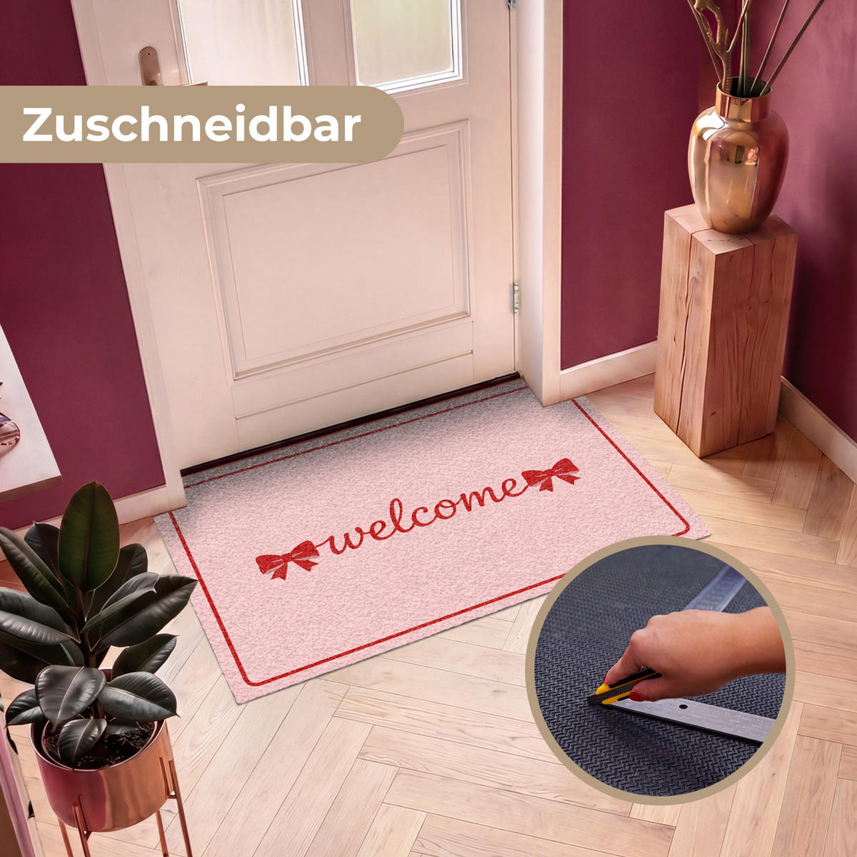 ROHOŽKA Vítejte - mašle - růžová 120x80 cm - růžová, textil/umělá hmota (120/0.4cm) - MuchoWow