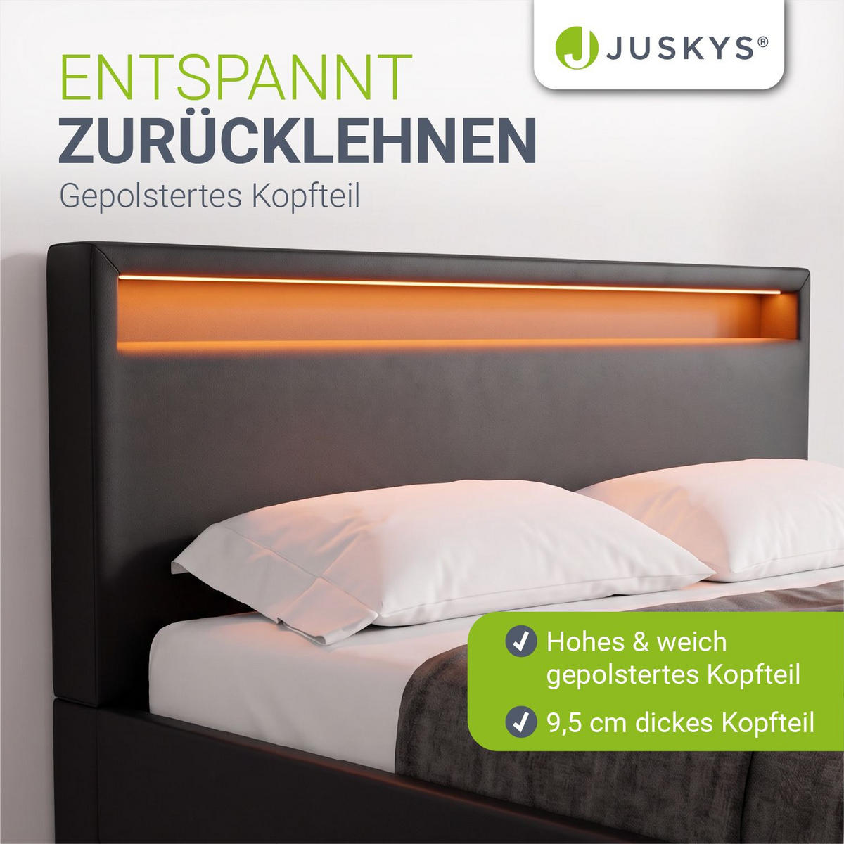 POLSTERBETT Lyon mit Matratze schwarz 140x200cm - Schwarz, Textil (140/200cm) - Juskys
