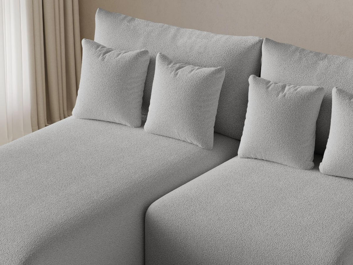 ECKSOFA Ronni Bouclé-Stoff Grau Rechts - Grau, Holz/Textil (206/190cm) - Graingold