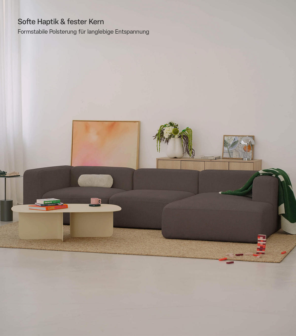 ECKSOFA modular Cubo 4-Sitzer - Braun, Textil (314/179cm) - Mokebo