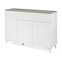 SIDEBOARD weiß, Sandstein 133 cm, Kommode 3-türig - Weiß, Holzwerkstoff/Kunststoff (133/92/40cm) - Furn.Design