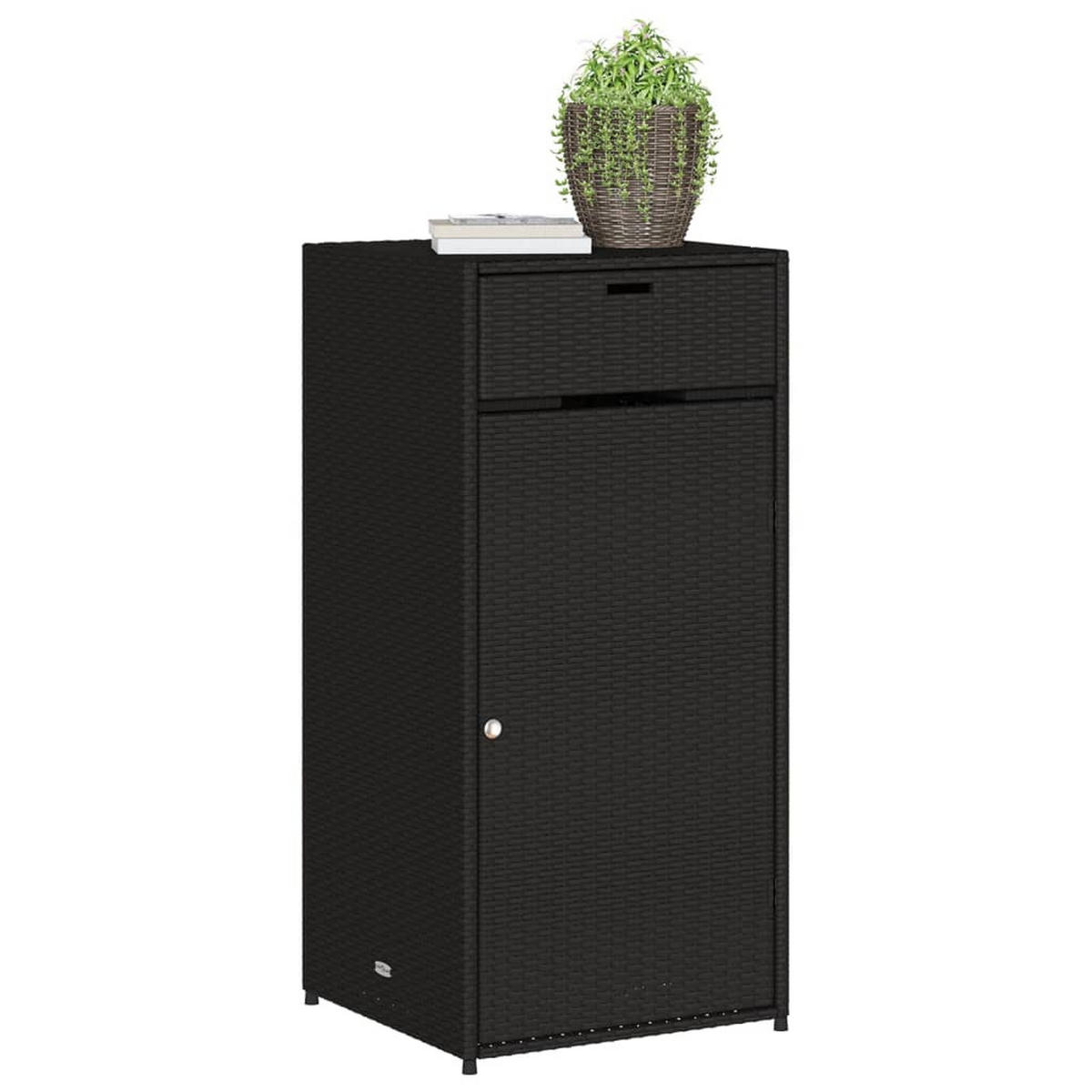 GARTENSCHRANK Schwarz 55x55x111 cm Poly Rattan - Schwarz, Kunststoff (55/111/55cm) - furnicato