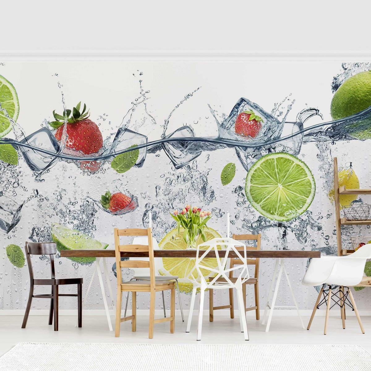 FOTOTAPETE Frucht Cocktail 288/190 cm - Weiß, Papier (288/190cm) - Bilderwelten