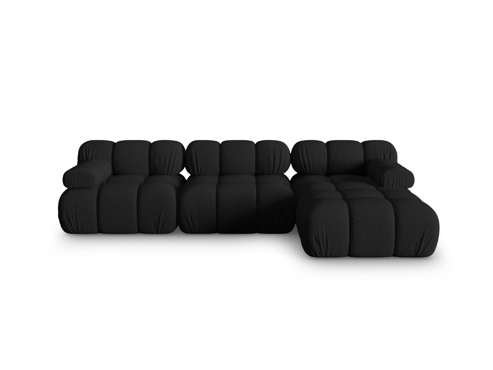 ECKSOFA modular rechts Bellis aus 3D-Stoff schwarz 4 Sitzplätze - Schwarz, Textil (155/282cm) - Micadoni