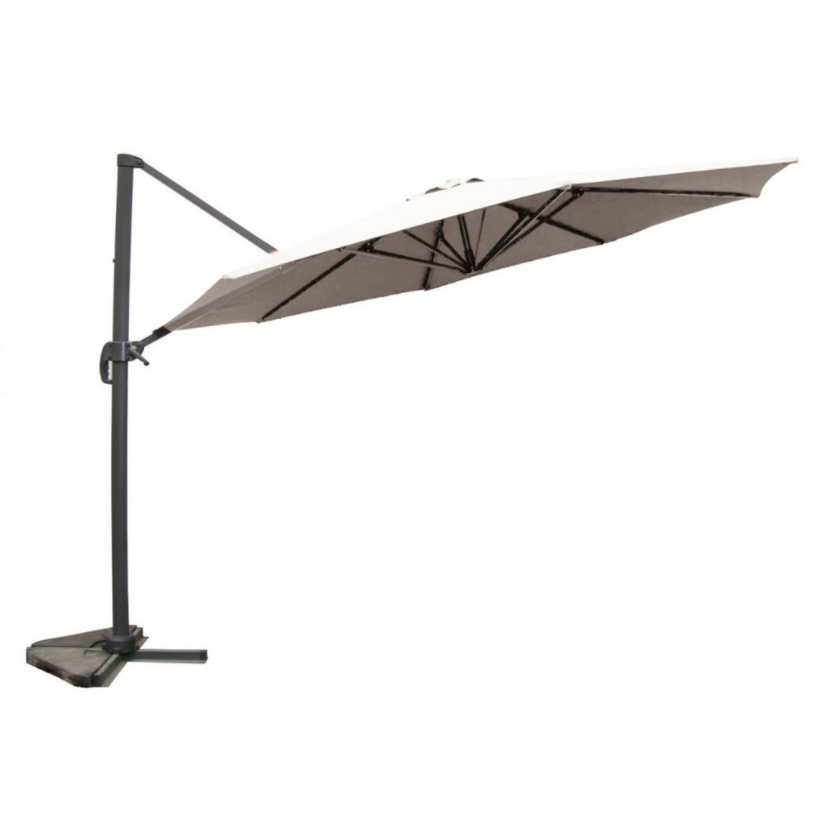 SONNENSCHIRM castillo braun rund 3 5 x 3 5 cm deportiert rotierbar um 360 - Braun, Metall (350/350cm) - Concept Usine