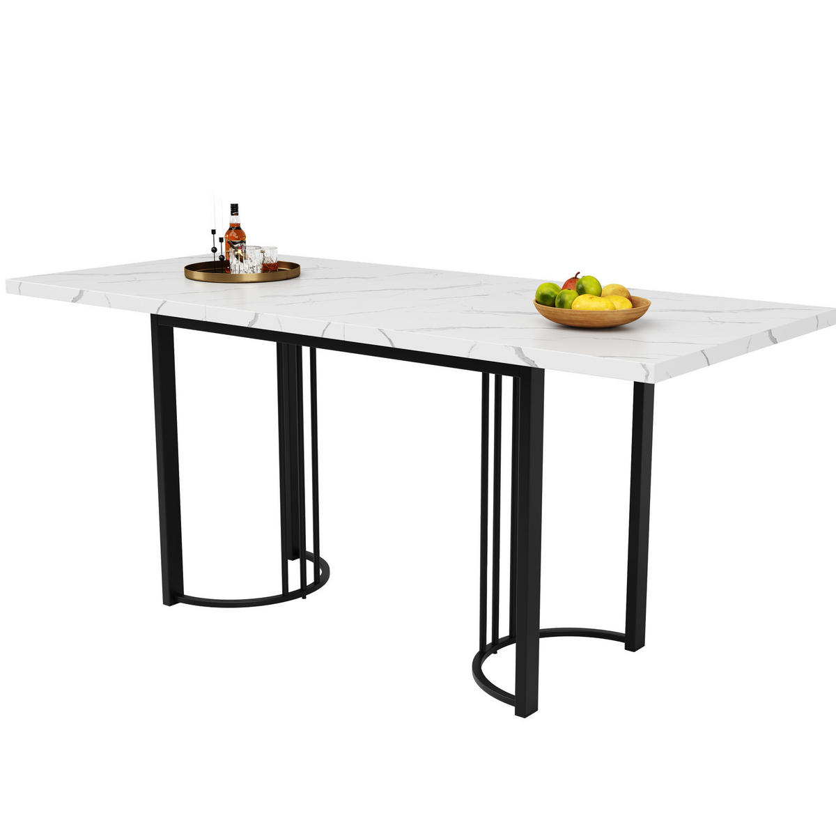 ESSTISCH 140-179,5/80/75,5 cm in Weiß/Schwarz ausziehbar mit Metallgestell - Weiß, Holzwerkstoff (140/80/75.5cm) - Flora Grace