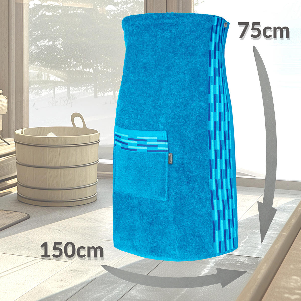 SAUNAKILT Dame Lugano Aquamarin - Blau, Textil (150/75cm) - Lashuma