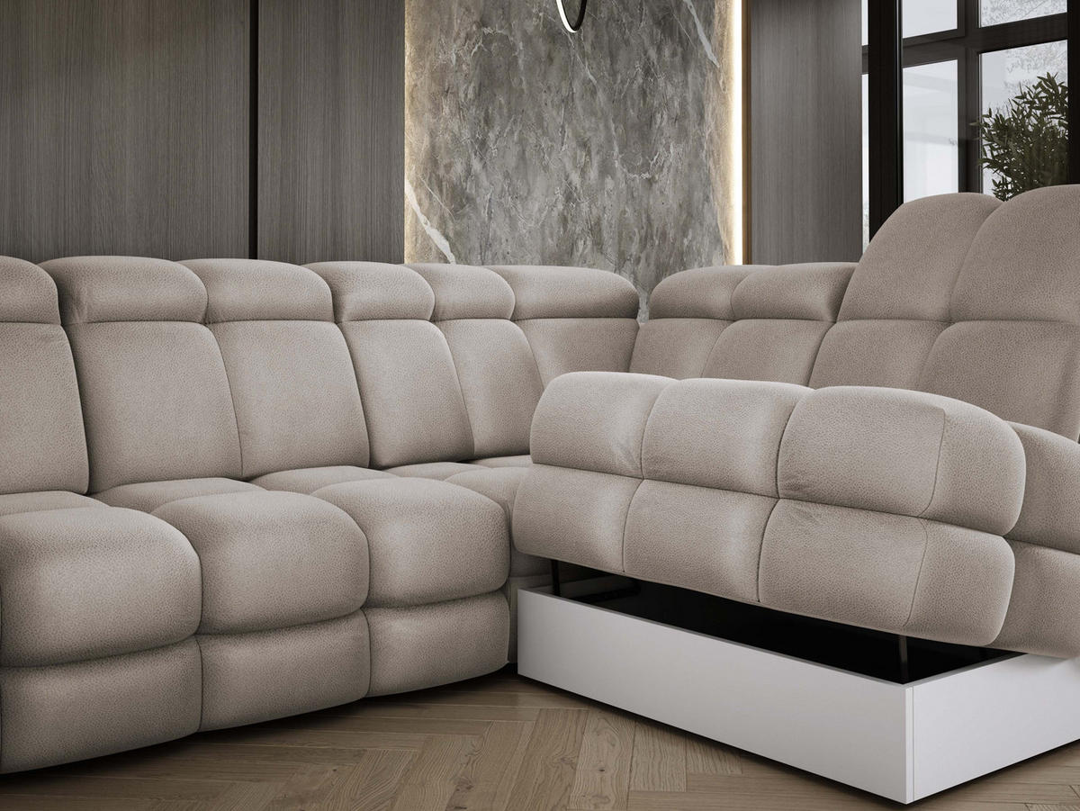 ECKSOFA TOLLO Solar-stoff L-form 302x217x105 cm cappuccino - Cappuccino, Holz/Textil (217/302cm) - DomoHome