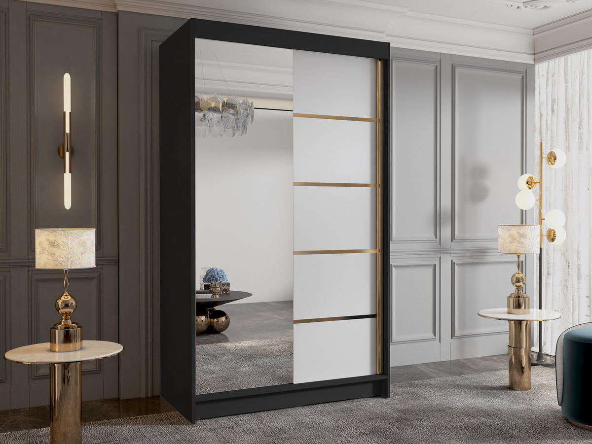 SCHIEBETÜRENSCHRANK Vigo III - Goldfarben, Holzwerkstoff/Metall (100/200/58cm) - MIRJAN24
