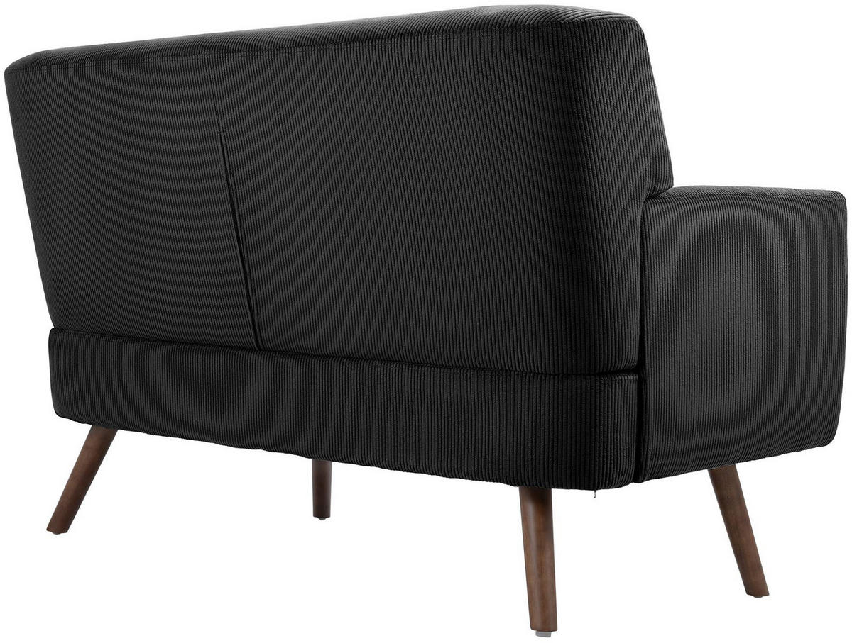 SOFA Arne Cord 2-Sitzer 120x74x81cm Cord Schwarz Couch - Schwarz, Kunststoff (120/81/74cm) - DELUKE