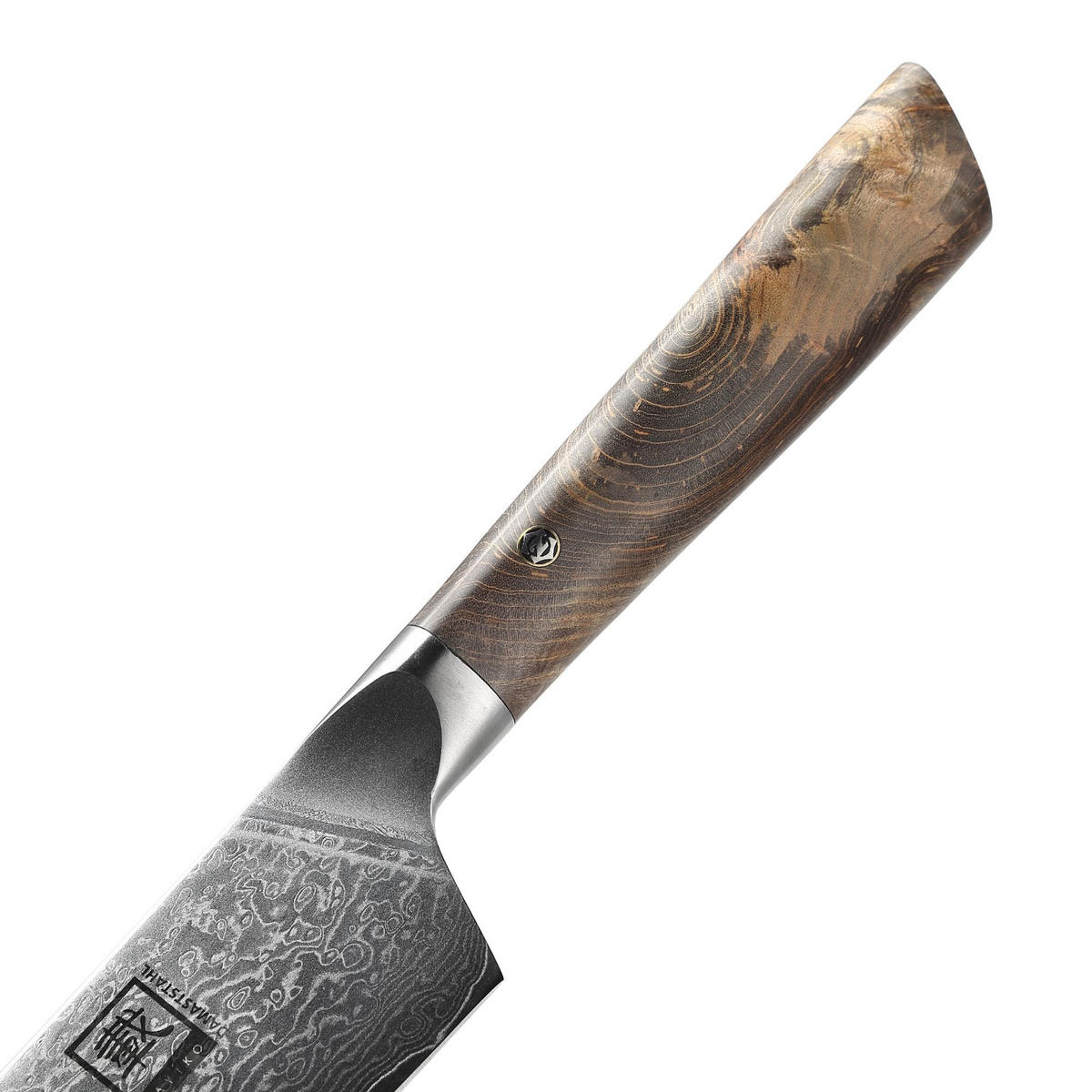 DAMASTMESSER-SET 3-TEILIG 12–20 cm - Ahornfarben, Holz/Metall - Zayiko