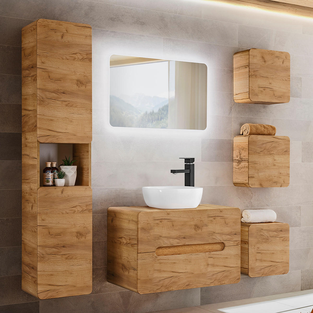 WASCHTISCHUNTERSCHRANK 80cm Arun Holz - Braun, Holzwerkstoff (80/53/46cm) - Petits-meubles