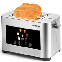 TOASTER 2 Scheiben LED Touch 6 Stufen Edelstahl 850W - Silberfarben, Metall (26/18.2/16cm) - Kaket