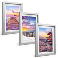 BILDER SET 3er Set - 20x30 cm Silberner Rahmen - Romantische Himmelslandschaften - Silberfarben, Kunststoff (20/30cm) - TULUP