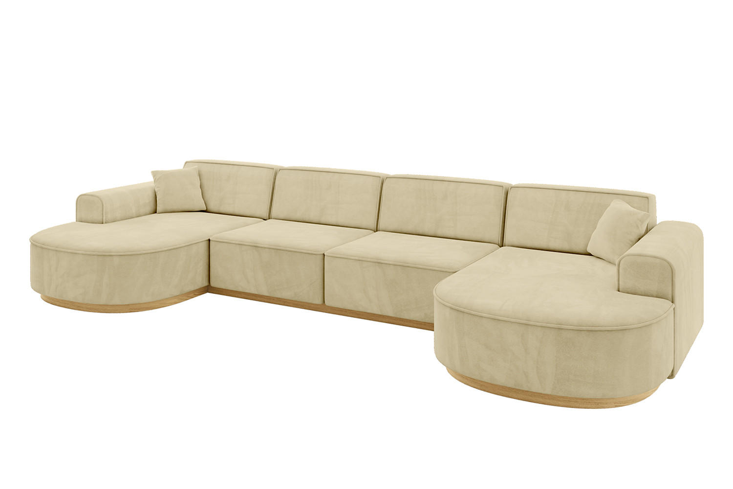 WOHNLANDSCHAFT MARI-U2-v2 - 388x171x83 cm Beige Velours - Beige, Holzwerkstoff/Textil (388/83/171cm) - ALTDECOR