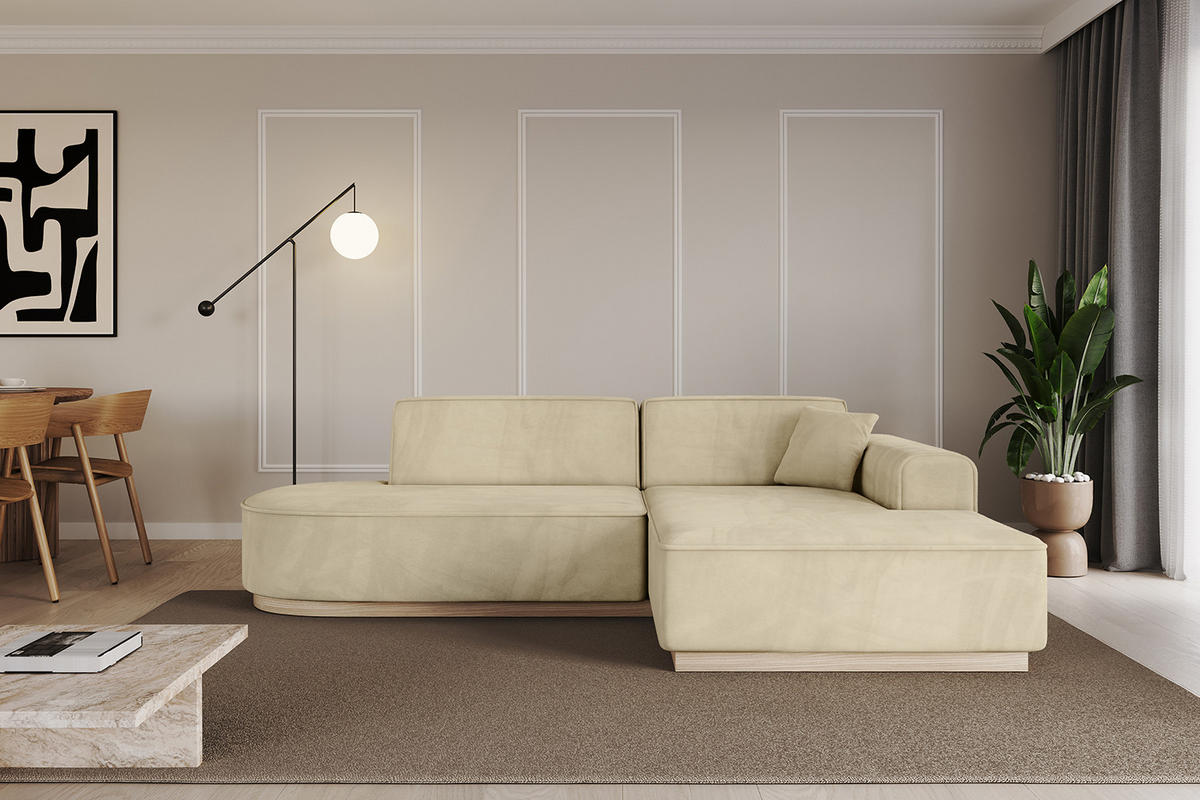 ECKSOFA Ottomane Rechts IREA-L1 - 232x165x80 cm Beige - Taupe, Holzwerkstoff/Textil (232/165cm) - ALTDECOR