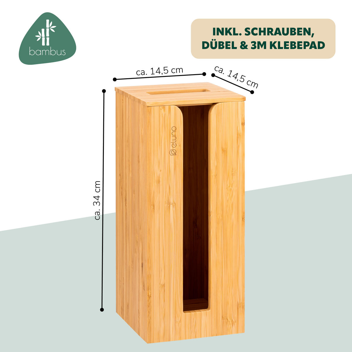 TOILETTENPAPIERAUFBEWAHRUNG, Bambus, eckig - Braun, Holz (14.5/34/14.5cm) - eluno