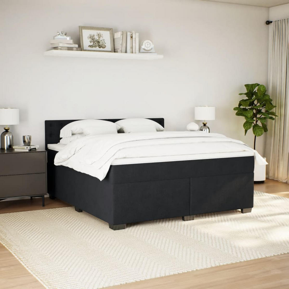 BOXSPRINGBETT 180/200 Cm Schwarz Samt - Schwarz, Textil (180/200cm) - vidaXL