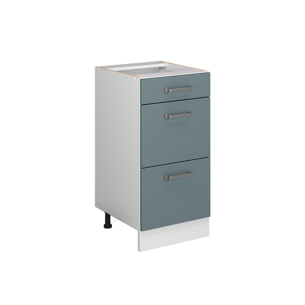 KÜCHENUNTERSCHRANK R-Line Blau-Grau 40 cm mit Schubladen, ohne AP - Blaugrau/Weiß, Holzwerkstoff (40/81.6/46cm) - Vicco