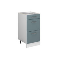 UNTERSCHRANK R-Line Blau-Grau 40 cm mit Schubladen, ohne AP - Blaugrau/Weiß, Holzwerkstoff (40/81.6/46cm) - Vicco