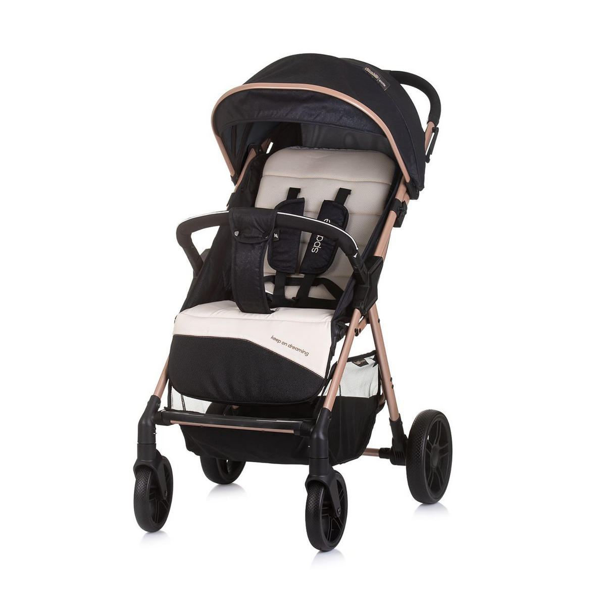 BUGGY Sparkle schwarz faltbar, Gurt am Griff, verstellbar - Schwarz, Metall (84/55/97cm) - Chipolino