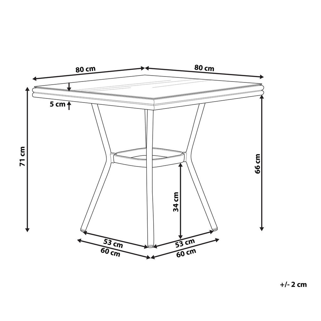 Thumbnail - Beliani Gartentisch, Dunkelbraun, Grau, Metall, quadratisch, 80x71x80 cm, Gartenmöbel, Gartentische, Gartentische