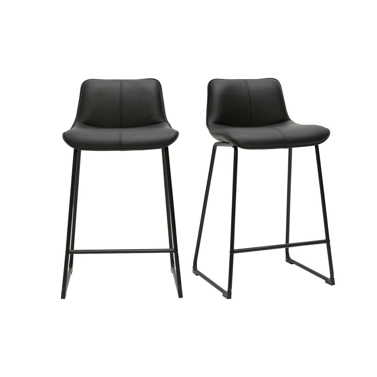 BARHOCKER Schwarz Metall H65 cm 2er-Set BOOST - Schwarz, Kunststoff (45/82.5/49.5cm) - Miliboo