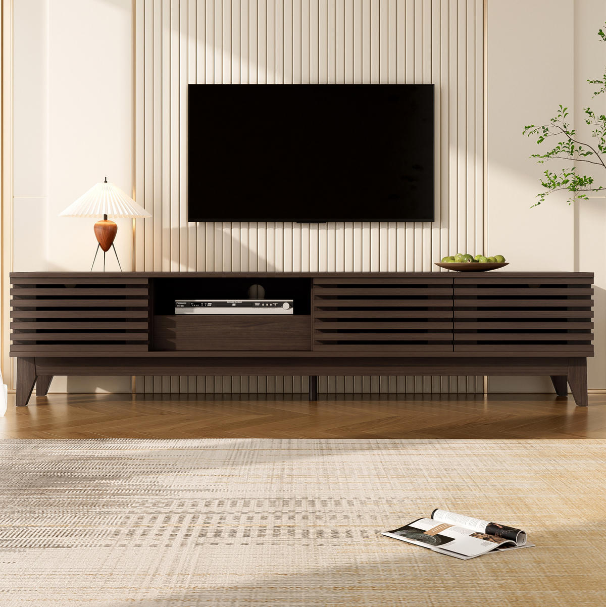 TV-LOWBOARD mit 3 Türen und 1 Schublade 170 cm Holzmaserung - Braun, Holzwerkstoff (35/40/170cm) - Beauniv