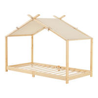 HAUSBETT Brome - Naturfarben, Holz/Textil (90/200cm) - [en.casa]
