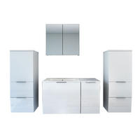 BADMÖBEL Set Gently 1 V3 Weiß MDF Waschtisch 90cm mit 5W LED-Strahler / Energiebox - Weiß, Glas/Kunststoff (46/52/90cm) - AcquaVapore by Sandra Jentho
