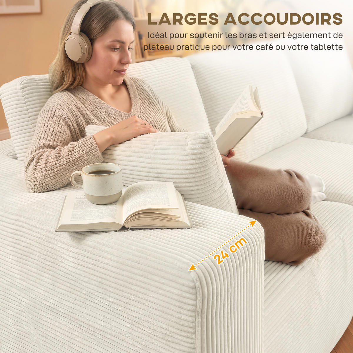 ECKSOFA DE-13510 2-in-1, verwandelbar in Sofabett Creme - Creme, Textil (168/267cm) - ComfortXL