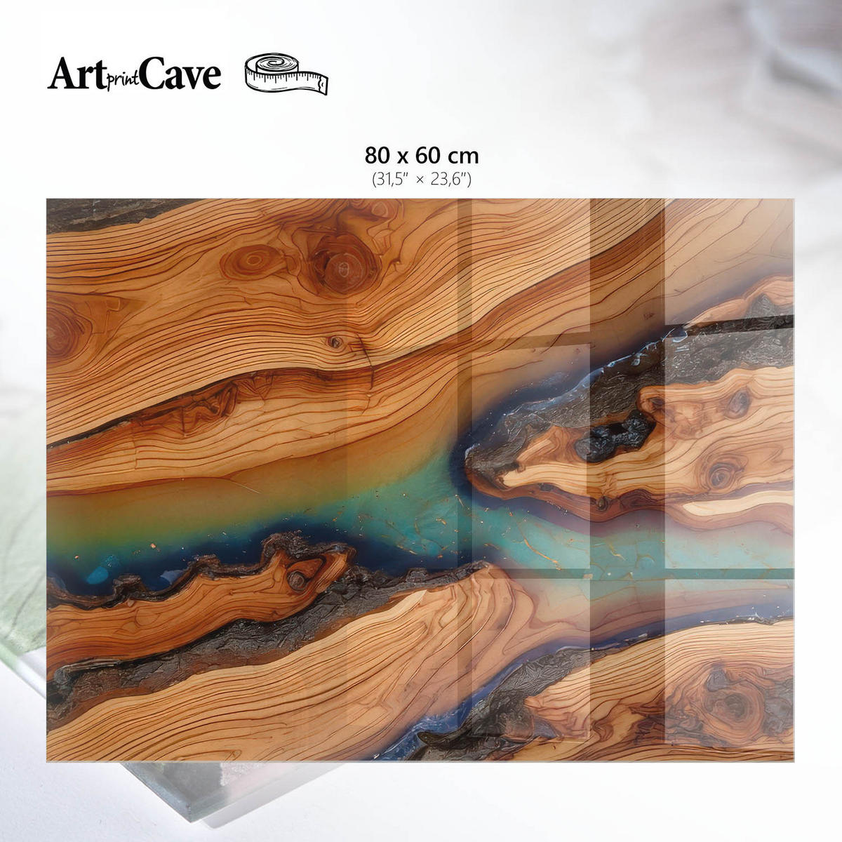 GLASPLATTE 80x60 cm – Holzwellen - Braun, Glas (0.4/80/60cm) - ArtPrintCave