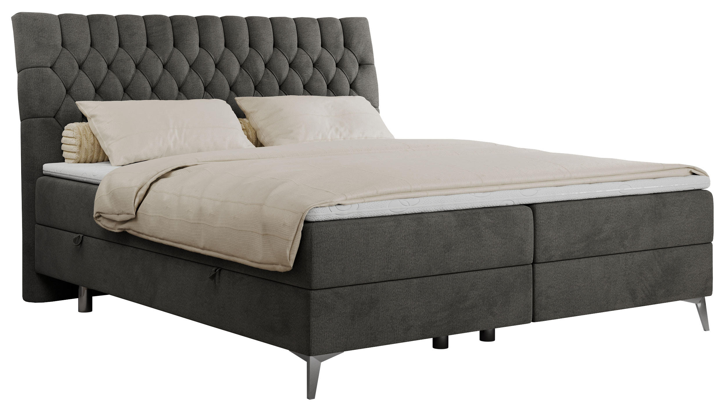 BOXBETT MILEN 120/200 Dunkelgrau Velvet - H3 - Dunkelgrau, Holz/Textil (120/200cm) - MKS